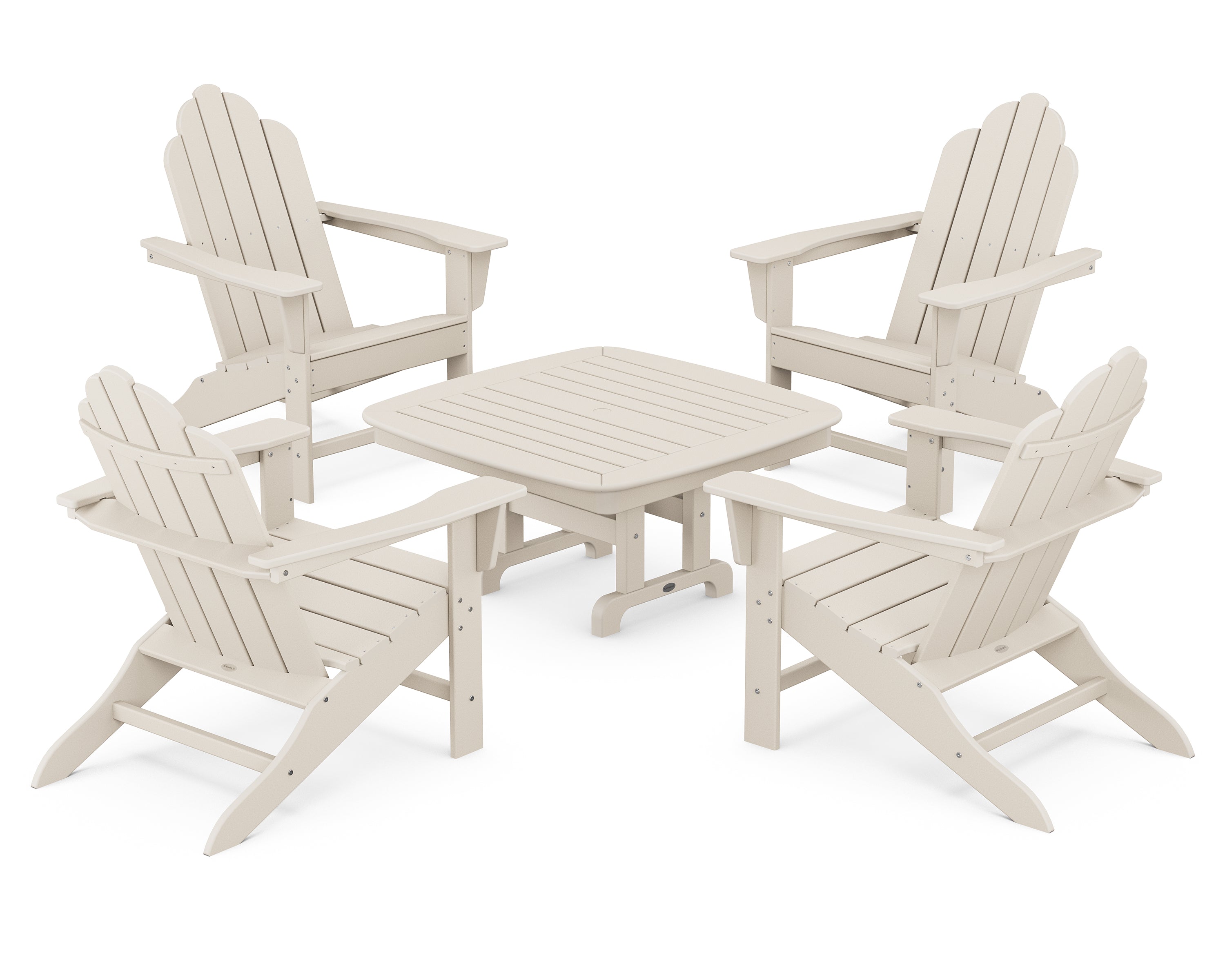 POLYWOOD® Long Island Adirondack 5-Piece Conversation Group in Sand