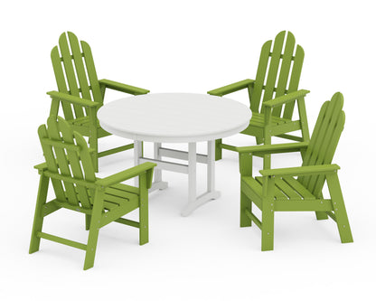 POLYWOOD® Long Island 5-Piece Round Farmhouse Dining Set in Lime / White