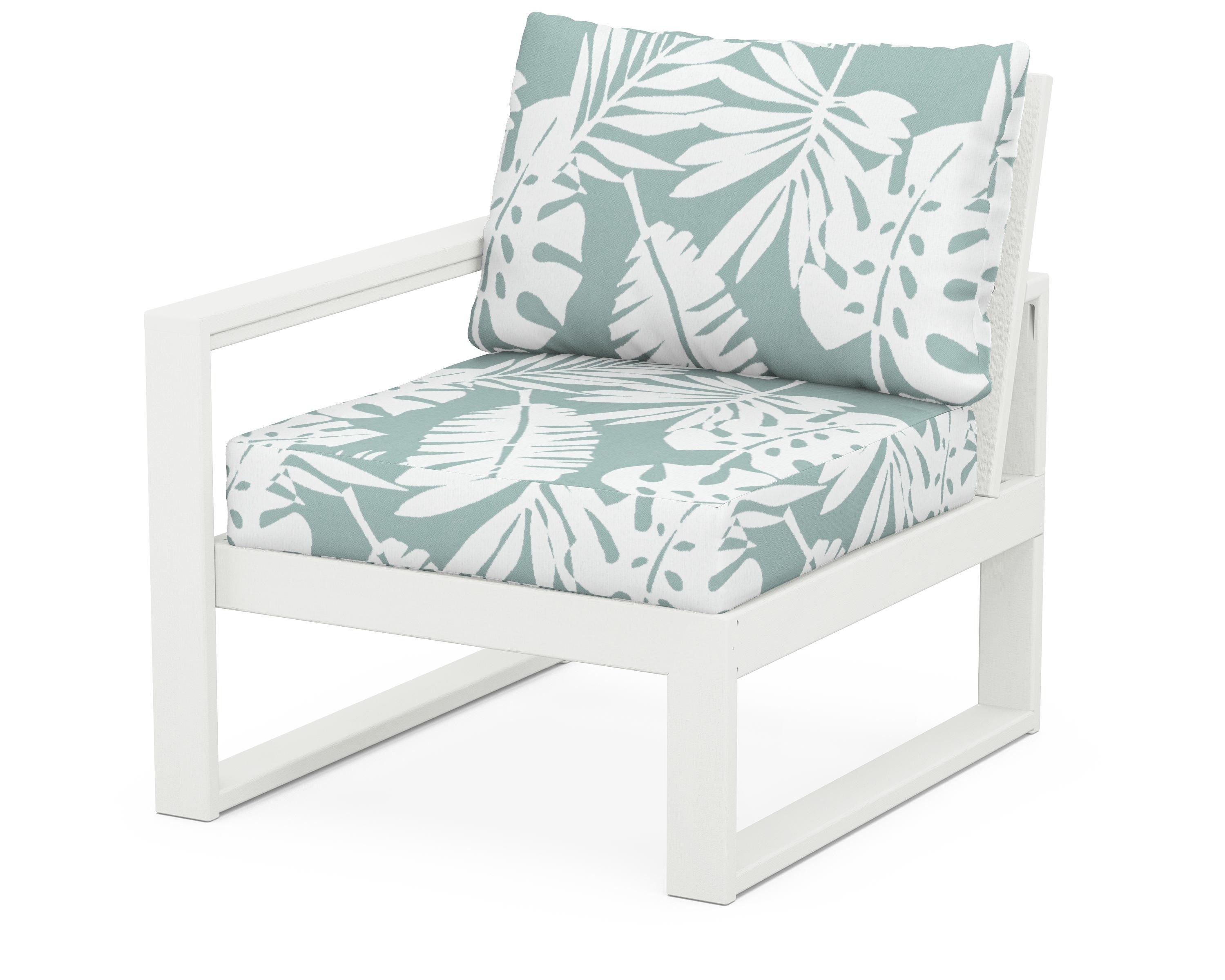 POLYWOOD® EDGE Modular Left Arm Chair in Vintage White / Leaf Glacier Spa