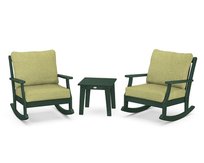 POLYWOOD® Braxton 3-Piece Deep Seating Rocker Set in Green / Chartreuse Boucle