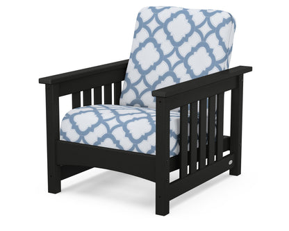 POLYWOOD® Club Mission Chair in Black / Trellis Sky Blue