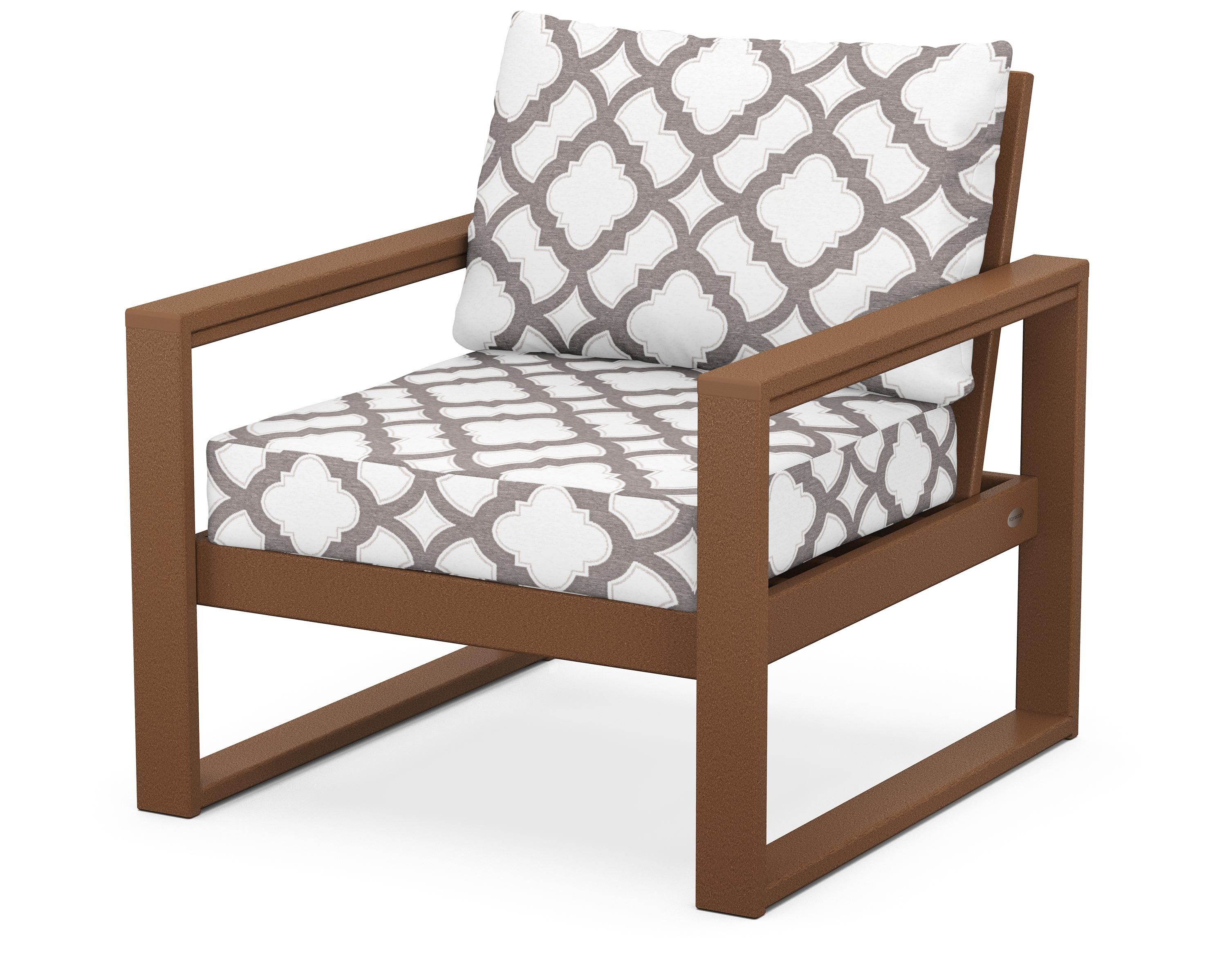 POLYWOOD® EDGE Club Chair in Teak / Trellis Grey Mist