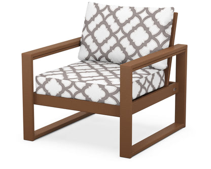 POLYWOOD® EDGE Club Chair in Teak / Trellis Grey Mist