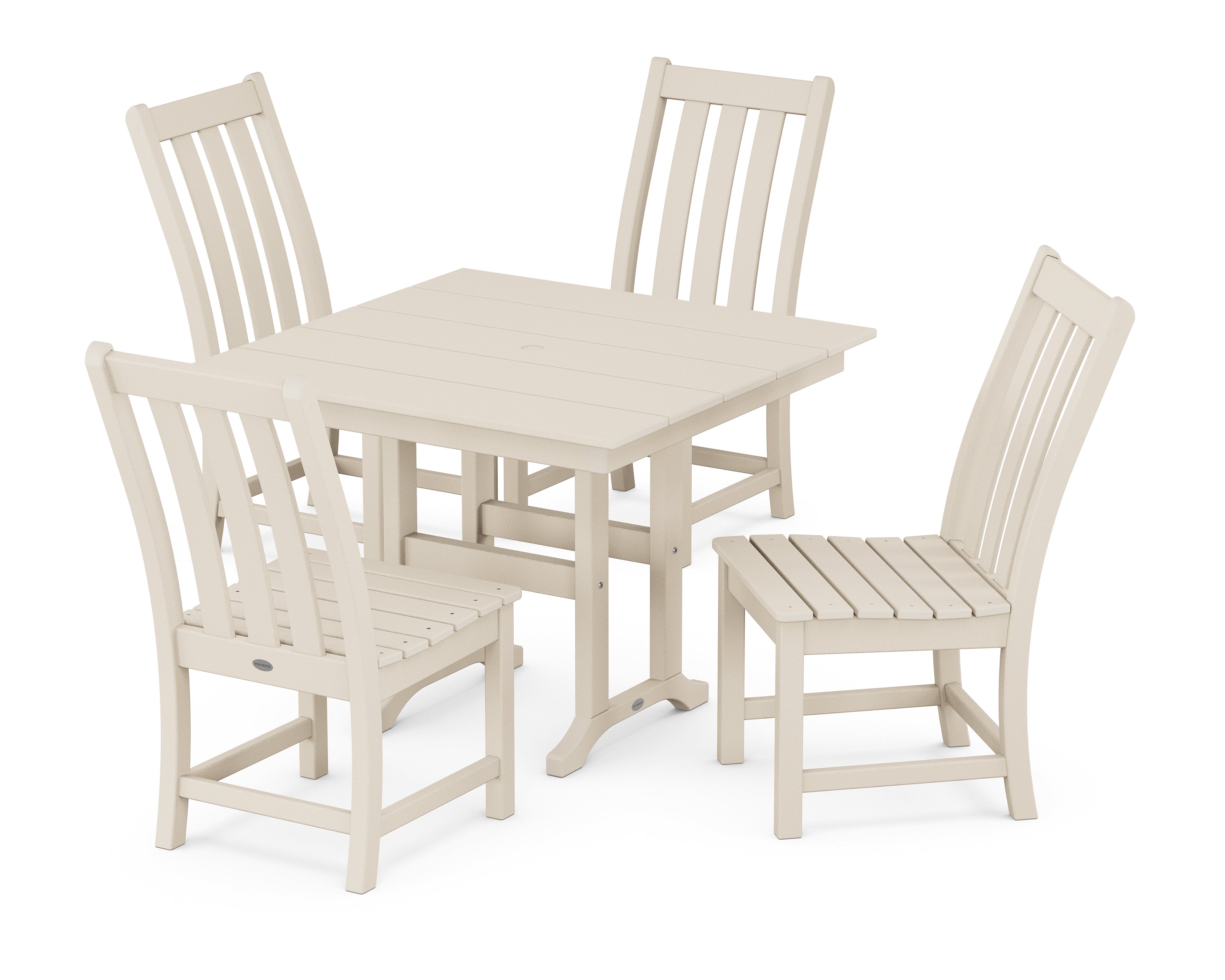 POLYWOOD® Vineyard Side Chair 5-Piece Farmhouse Dining Set in Sand