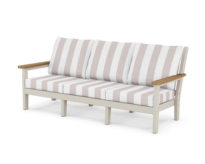 POLYWOOD® Chippendale Deep Seating Sofa in Sand / Natural / Cabana Stripe Dune Burlap