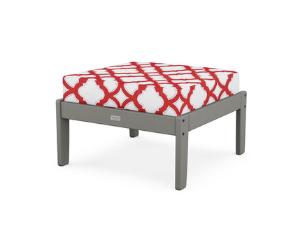 Country Living Cottage Deep Seating Ottoman in Slate Grey / Trellis Crimson