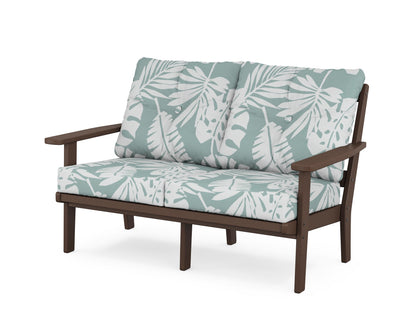 POLYWOOD® Oxford Deep Seating Loveseat in Mahogany / Leaf Glacier Spa