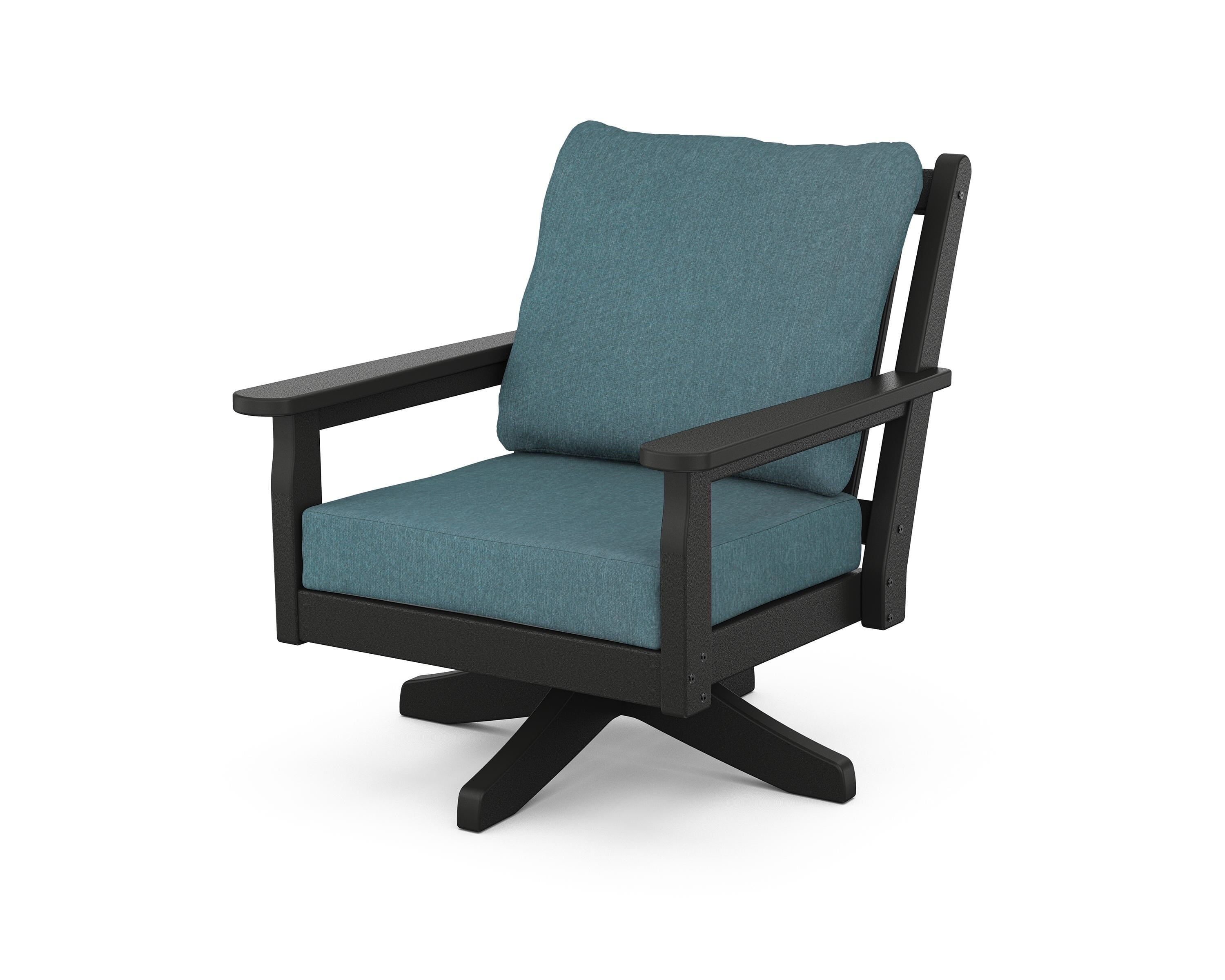 POLYWOOD® Chippendale Deep Seating Swivel Chair in Black / Ocean Teal