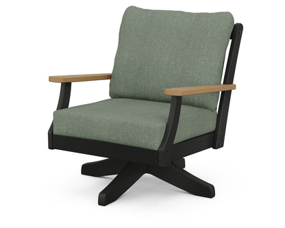 POLYWOOD® Braxton Deep Seating Swivel Chair in Black / Natural / Cast Sage