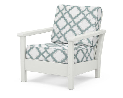 POLYWOOD® Harbour Deep Seating Chair in Vintage White / Trellis Glacier Spa