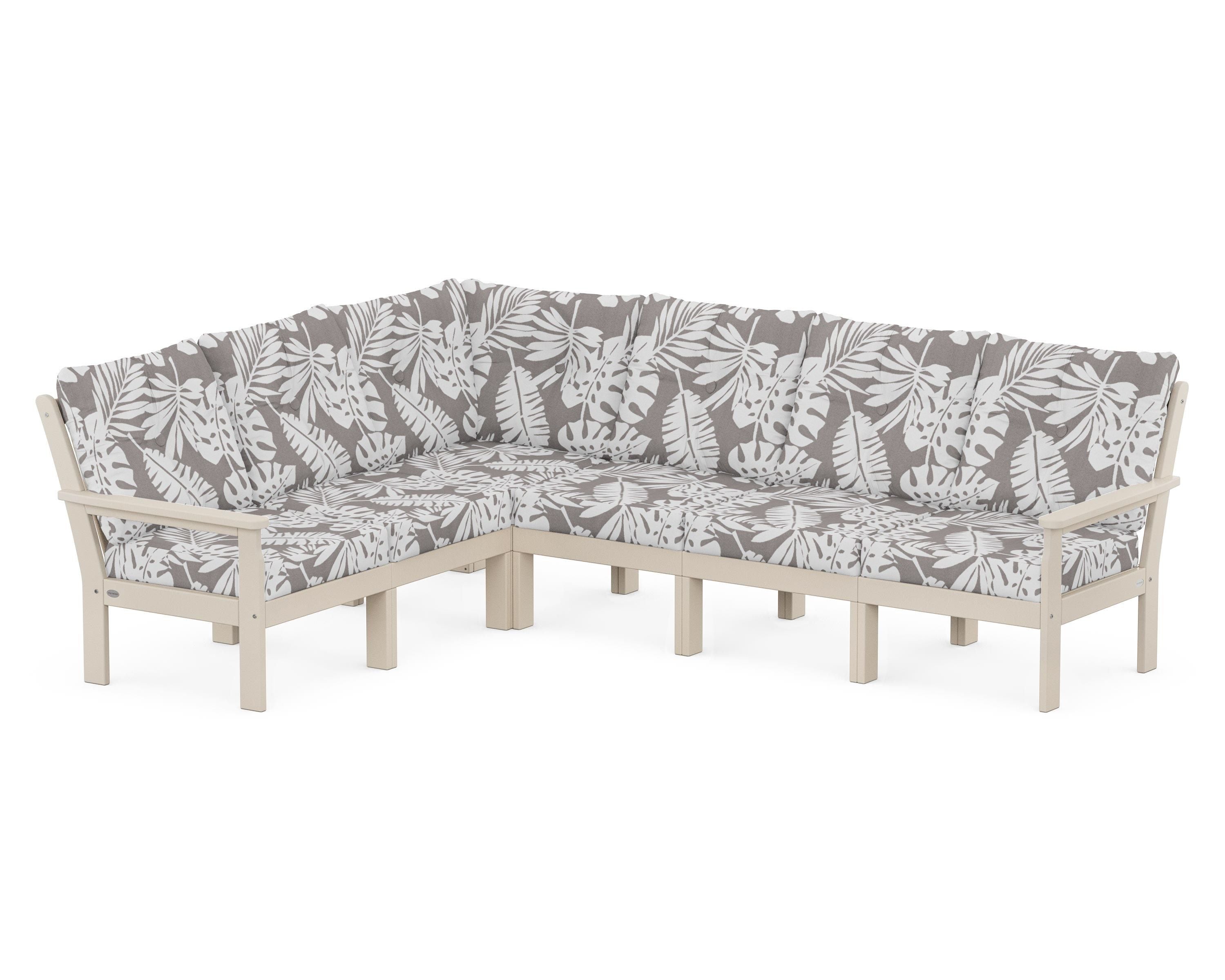POLYWOOD® Vineyard 6-Piece Sectional in Sand / Leaf Grey Mist