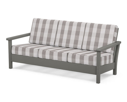 POLYWOOD® Harbour Deep Seating Sofa in Slate Grey / Buffalo Plaid Grey Mist