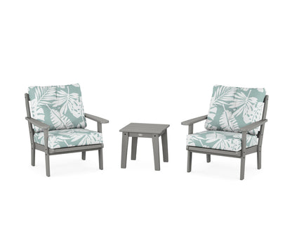 POLYWOOD® Mission 3-Piece Deep Seating Set in Slate Grey / Leaf Glacier Spa
