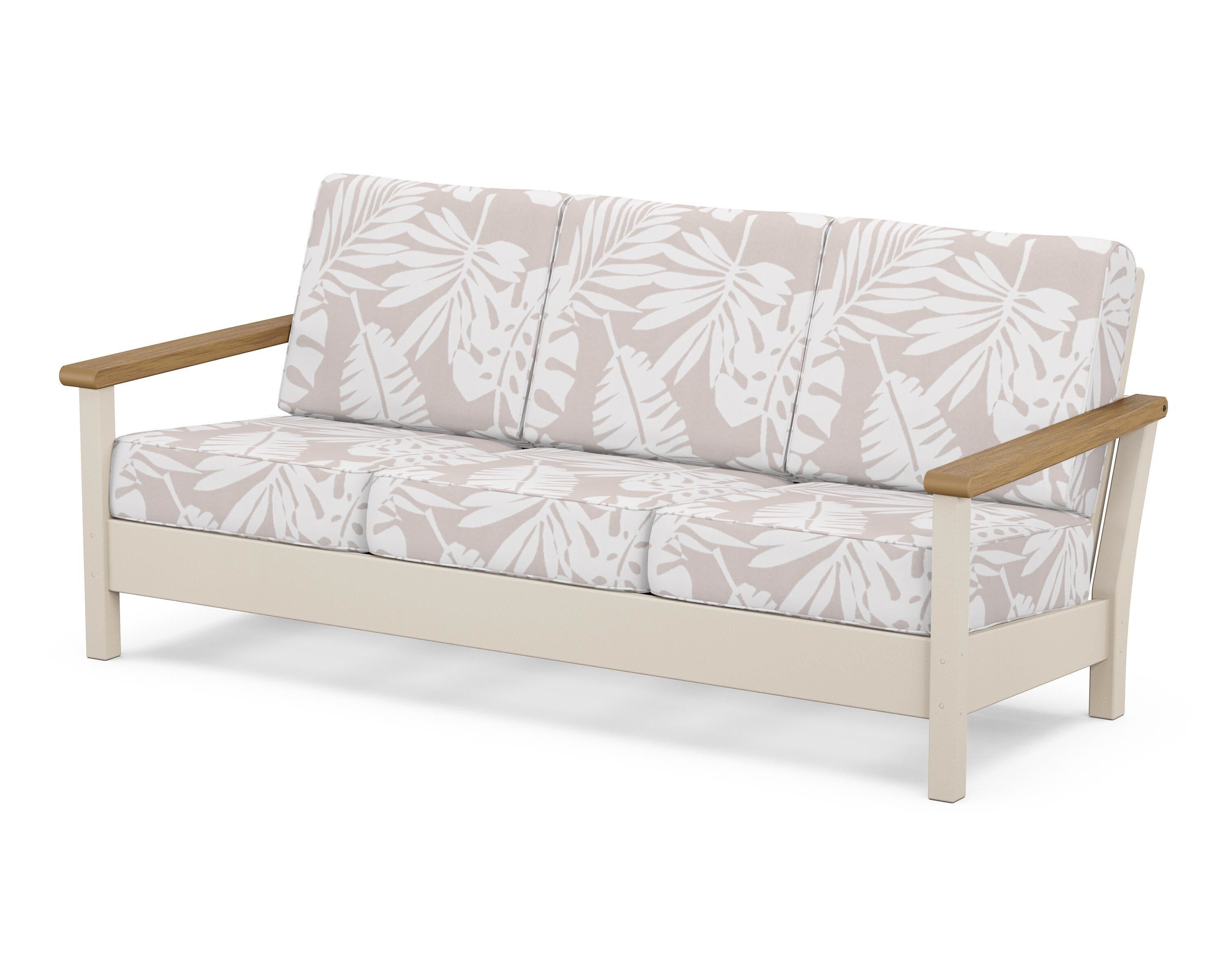 POLYWOOD® Harbour Deep Seating Sofa in Sand / Natural / Leaf Dune Burlap