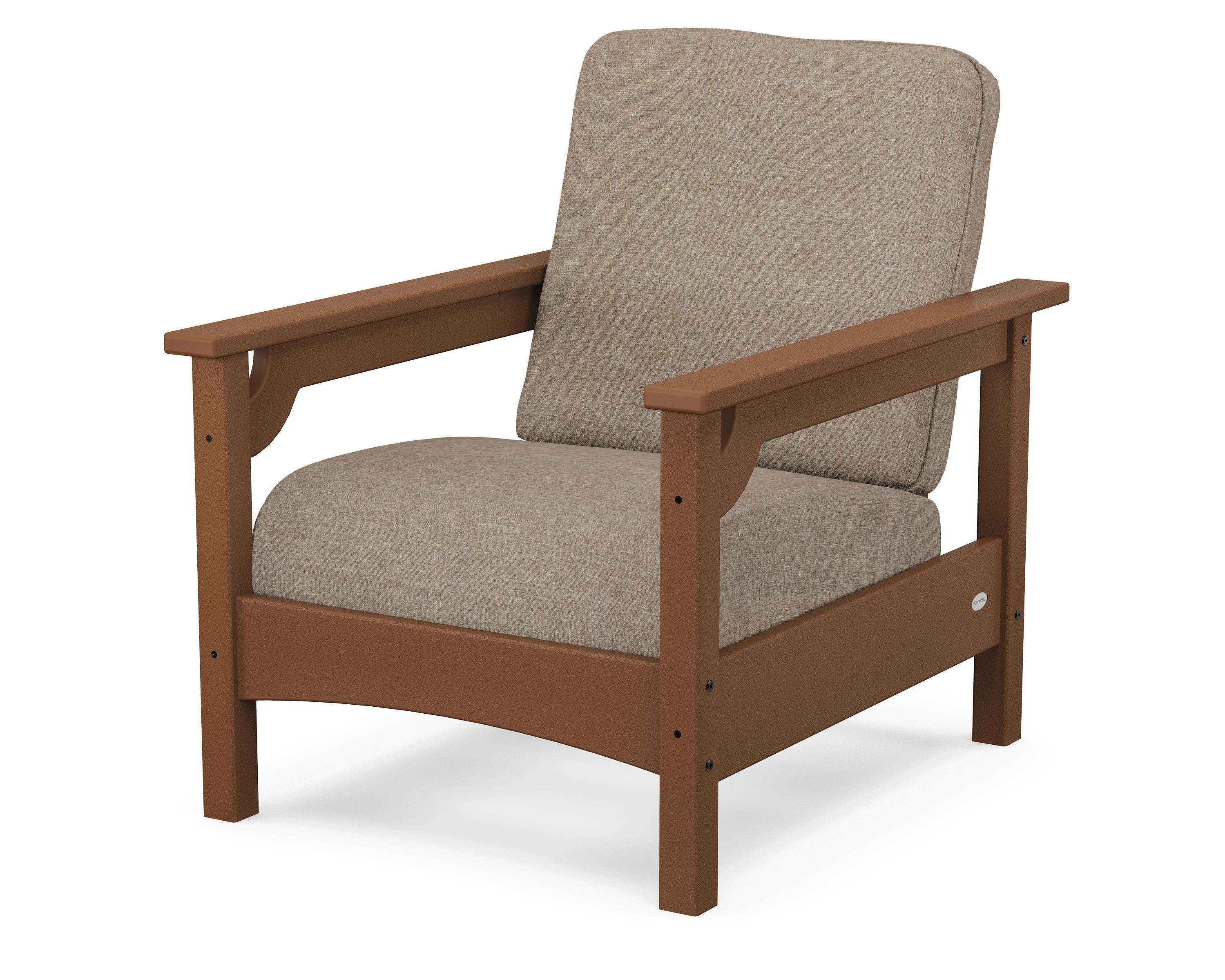 POLYWOOD® Club Chair in Teak / Spiced Burlap