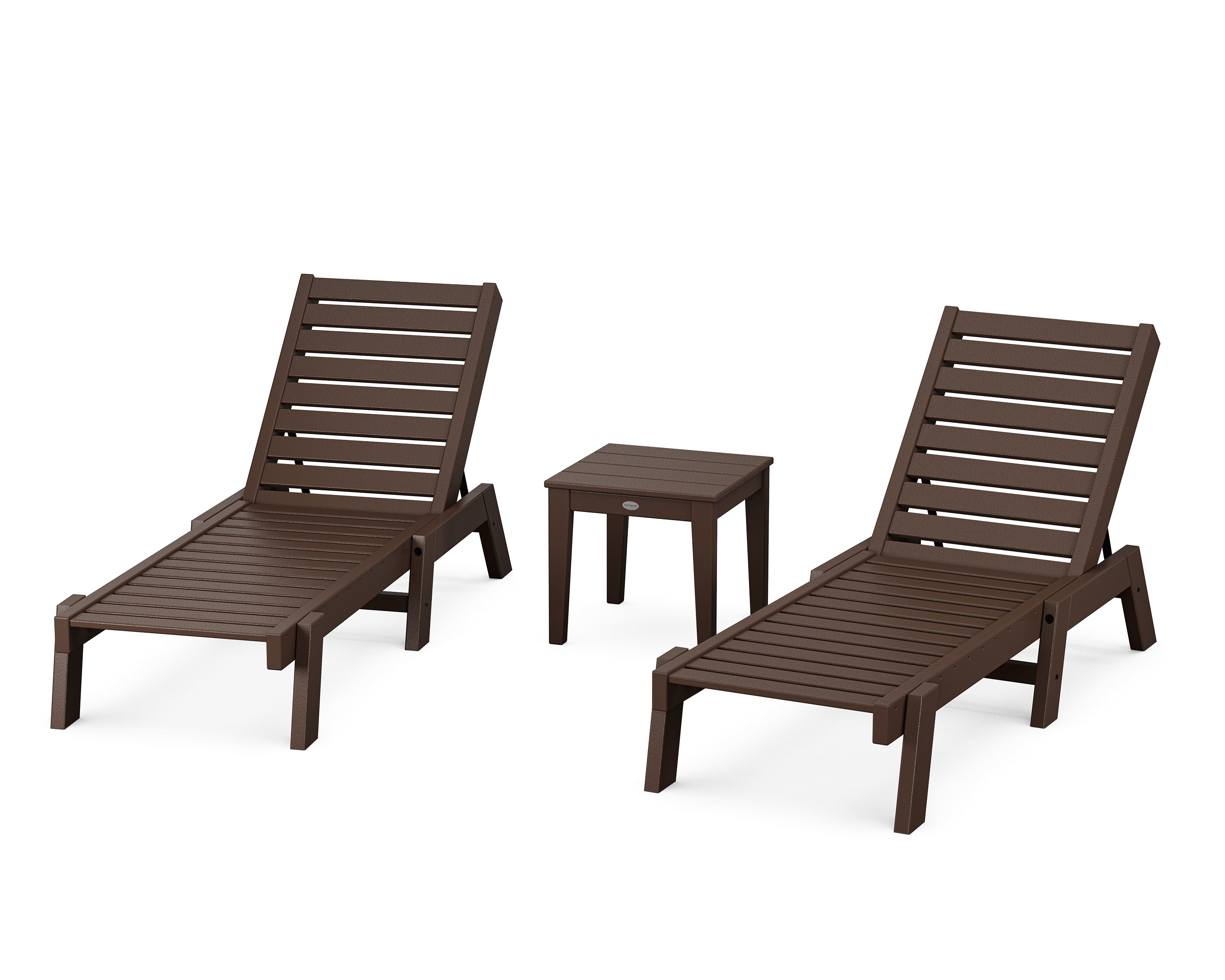 POLYWOOD® Captain Chaise 3-Piece Set in Mahogany
