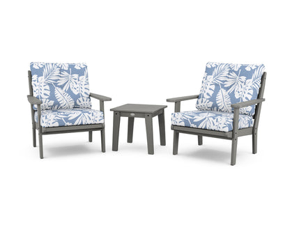 POLYWOOD® Lakeside 3-Piece Deep Seating Chair Set in Slate Grey / Leaf Sky Blue