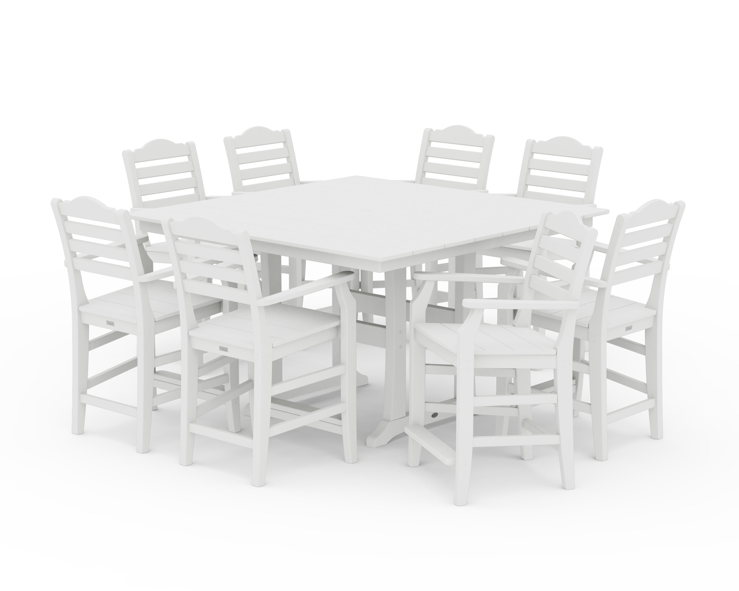 Draper James™ by  POLYWOOD® Savannah 9-Piece Square Farmhouse Counter Set with Trestle Legs in White