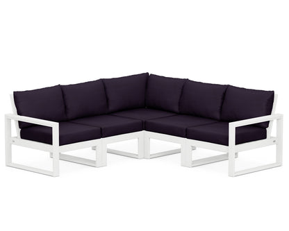 POLYWOOD® EDGE 5-Piece Modular Deep Seating Set in White / Navy Linen