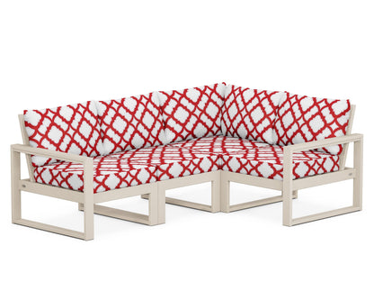 POLYWOOD® EDGE 4-Piece Modular Deep Seating Set in Sand / Trellis Crimson
