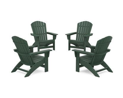 POLYWOOD® 4-Piece Nautical Grand Adirondack Chair Conversation Set in Green