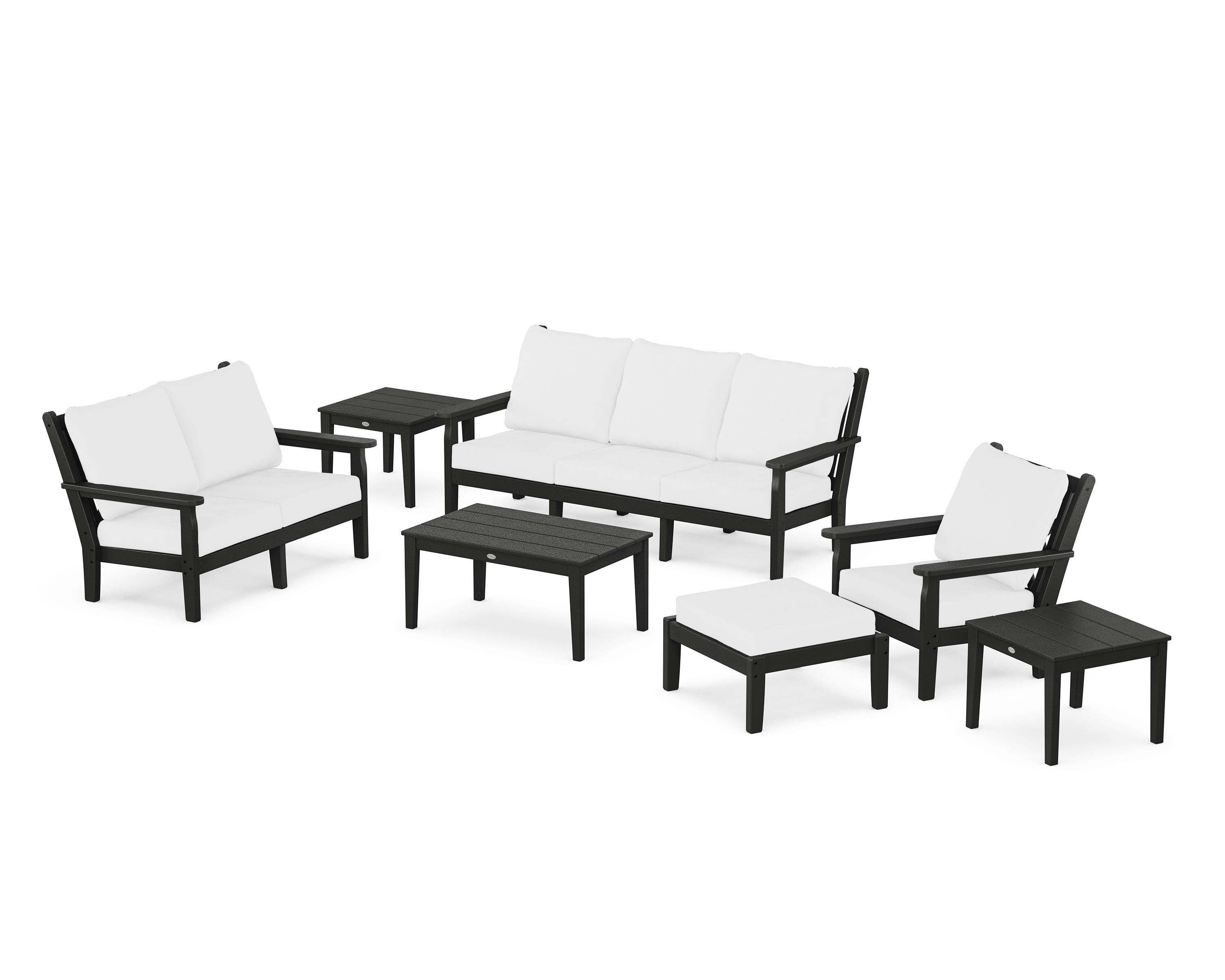 POLYWOOD® Chippendale 7-Piece Deep Seating Set in Black / Natural
