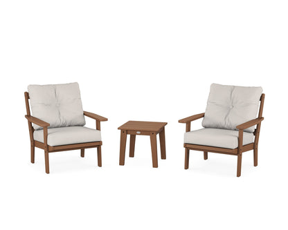 POLYWOOD® Prairie 3-Piece Deep Seating Set in Teak / Cast Ash