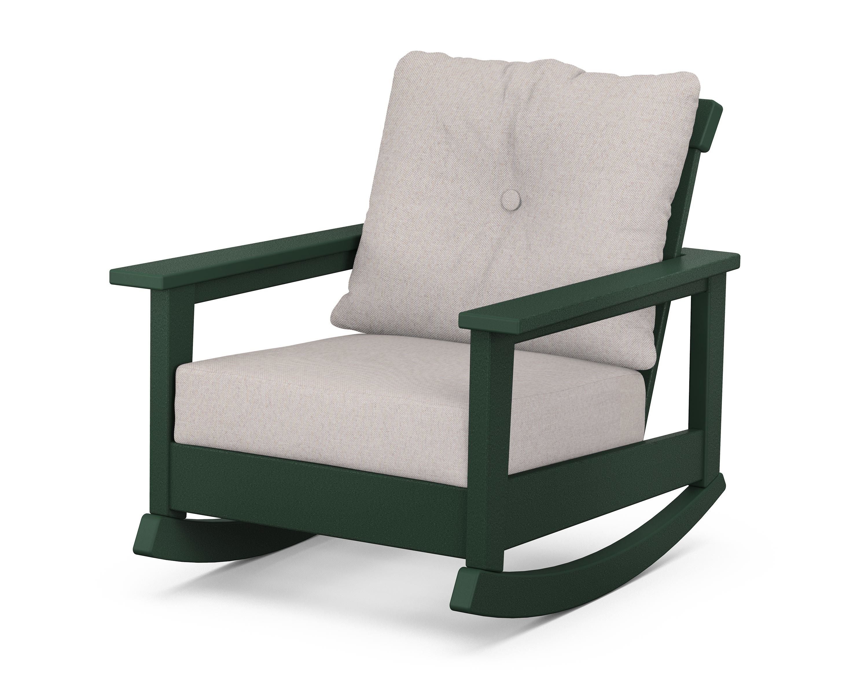 POLYWOOD® Prescott Deep Seating Rocking Chair in Green / Dune Burlap