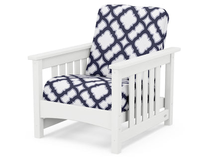 POLYWOOD® Club Mission Chair in White / Trellis Navy