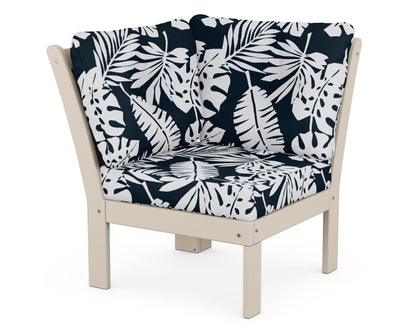 POLYWOOD® Vineyard Modular Corner Chair in Sand / Leaf Marine Indigo