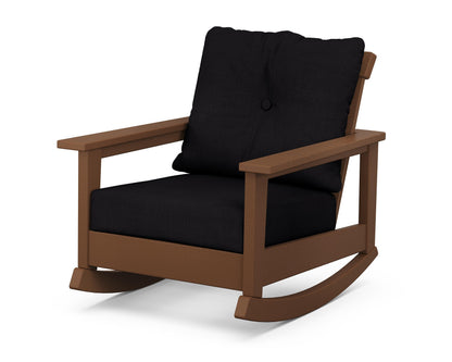 POLYWOOD® Prescott Deep Seating Rocking Chair in Teak / Midnight Linen