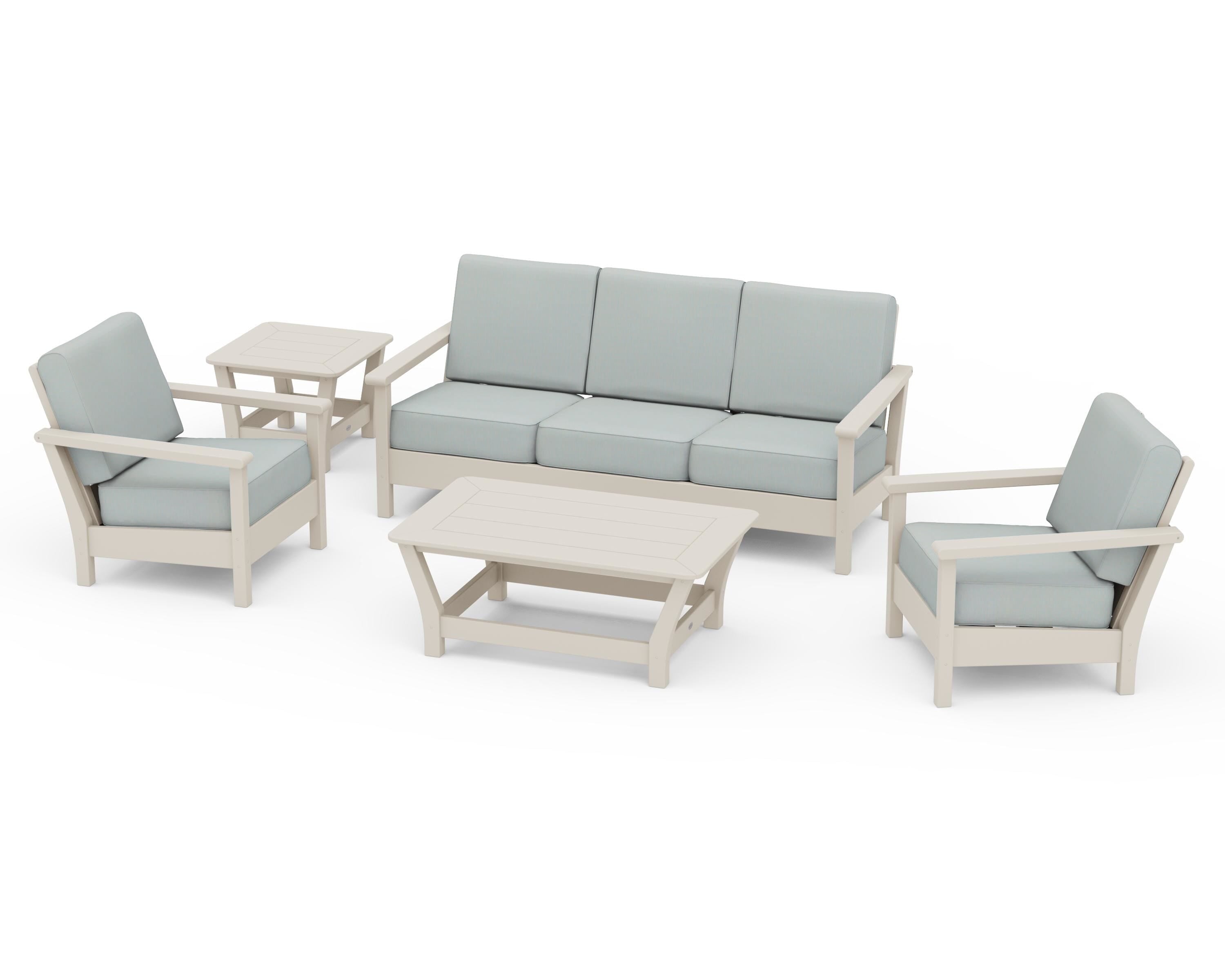 POLYWOOD® Harbour 5-Piece Deep Seating Set in Sand / Spa