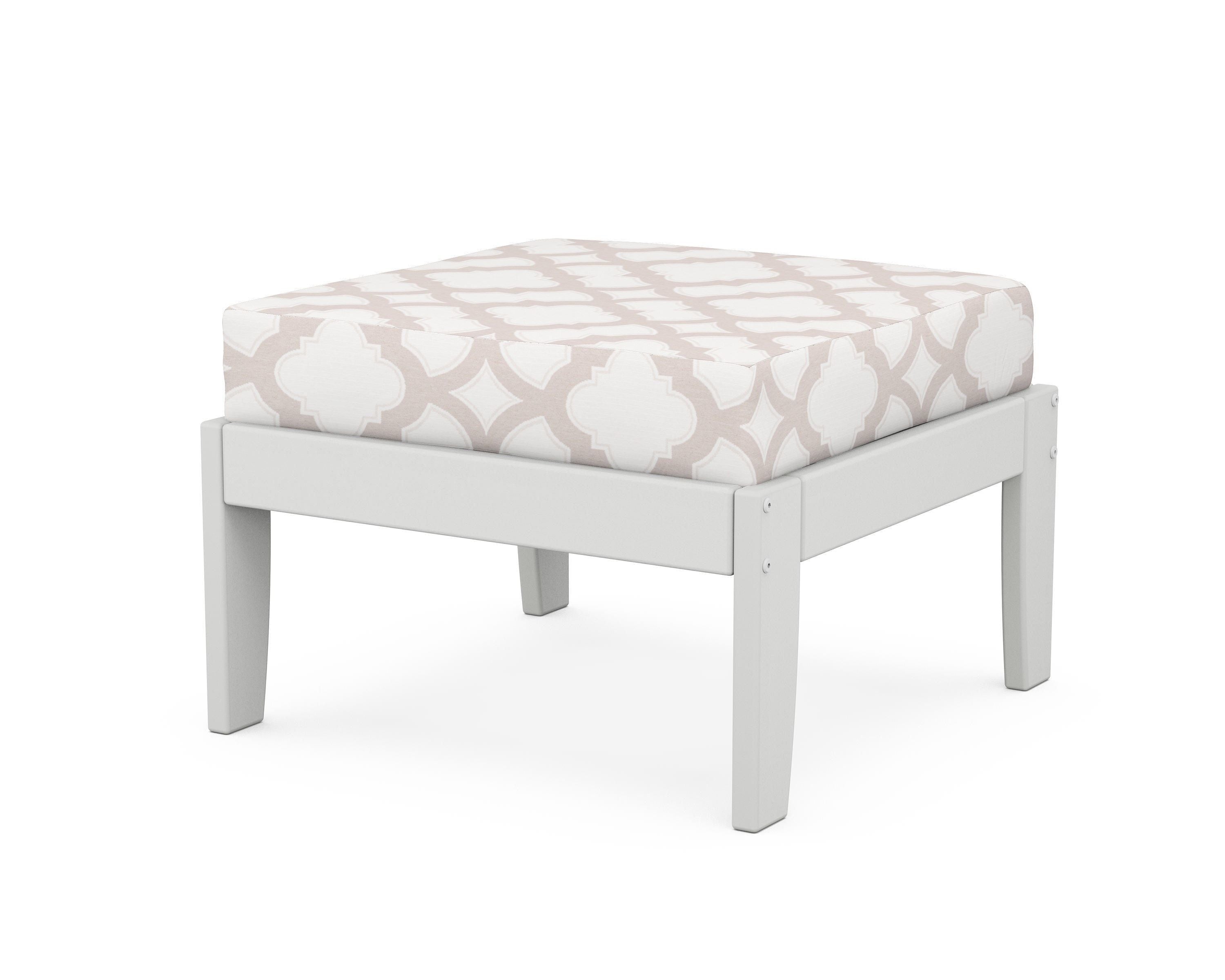 Unbranded Modular Ottoman - Classic in White / Trellis Dune Burlap