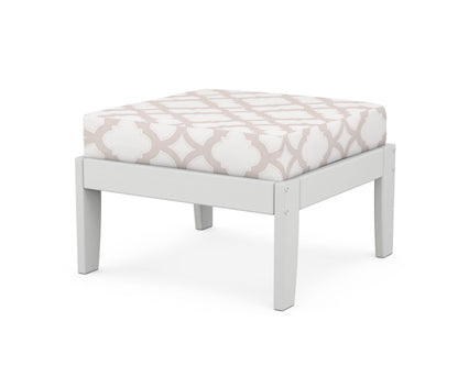 Unbranded Modular Ottoman - Classic in White / Trellis Dune Burlap