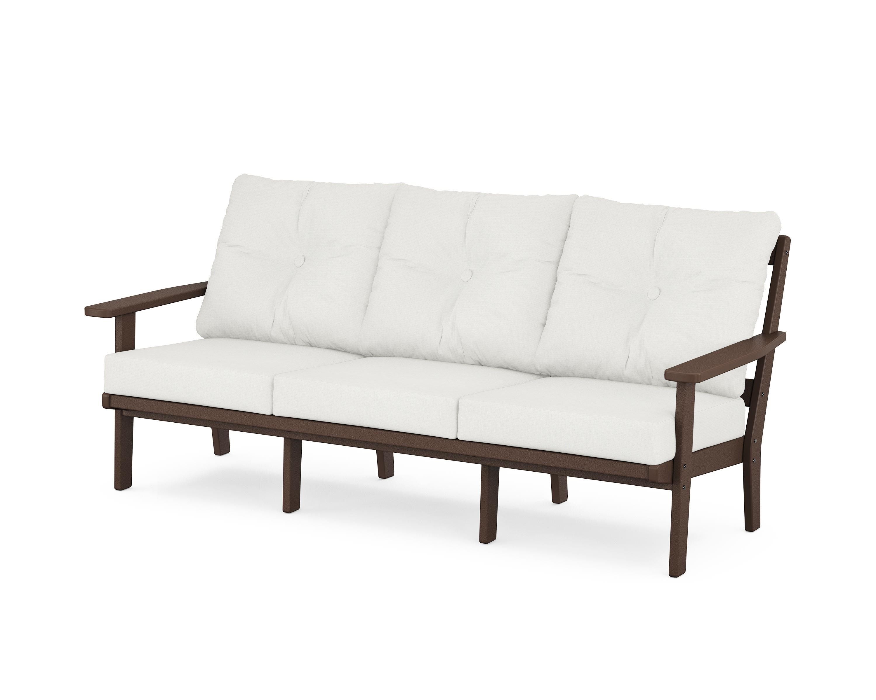 POLYWOOD® Prairie Deep Seating Sofa in Mahogany / Natural Linen