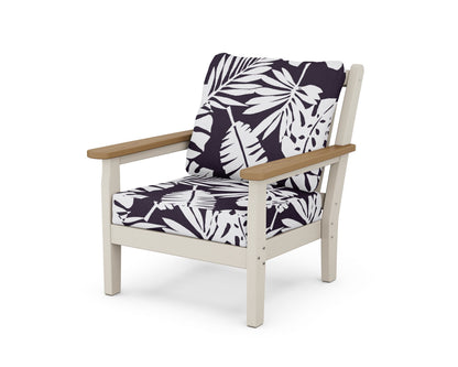 POLYWOOD® Chippendale Deep Seating Chair in Sand / Natural / Leaf Navy