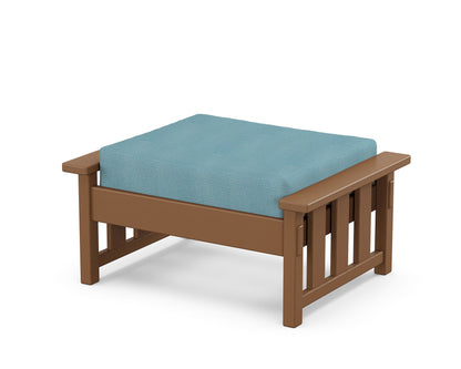 Martha Stewart by POLYWOOD® Acadia Deep Seating Ottoman in Teak / Lattice Sky Blue