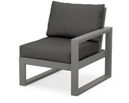 POLYWOOD® EDGE Modular Right Arm Chair in Slate Grey / Spectrum Carbon