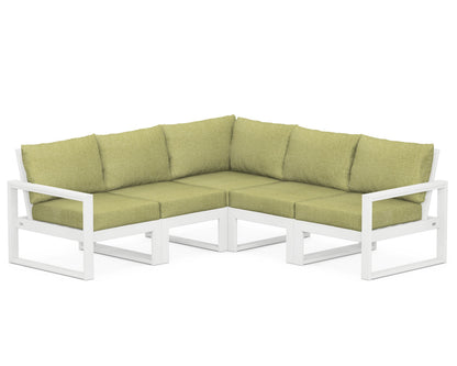 POLYWOOD® EDGE 5-Piece Modular Deep Seating Set in White / Chartreuse Boucle