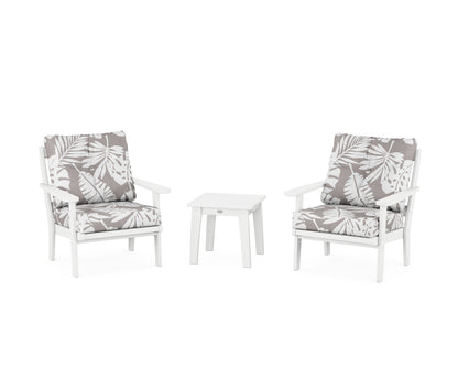 POLYWOOD® Mission 3-Piece Deep Seating Set in White / Leaf Grey Mist