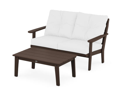 POLYWOOD® Lakeside 2-Piece Lounge Loveseat Set in Mahogany / Natural