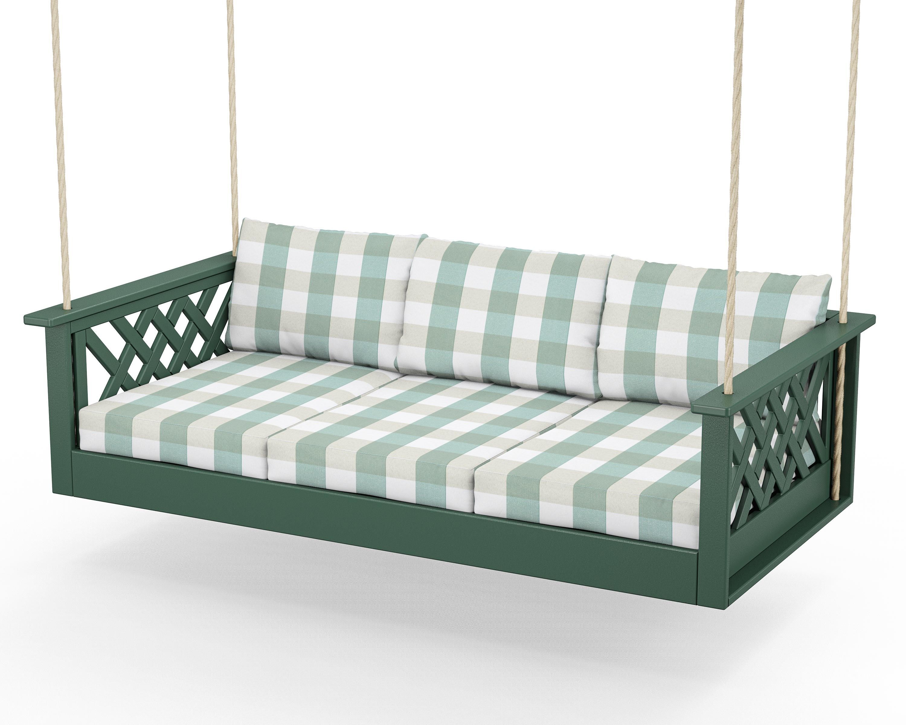 Country Living Wovendale Daybed Swing in Green / Buffalo Plaid Glacier Spa