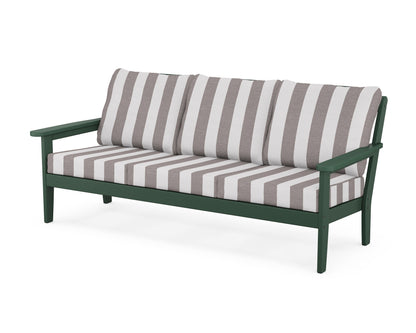 Country Living Cottage Deep Seating Sofa in Green / Cabana Stripe Grey Mist