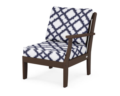 POLYWOOD® Braxton Modular Right Arm Chair in Mahogany / Trellis Navy