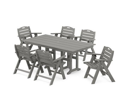 POLYWOOD® Nautical Lowback 7-Piece Farmhouse Dining Set in Slate Grey