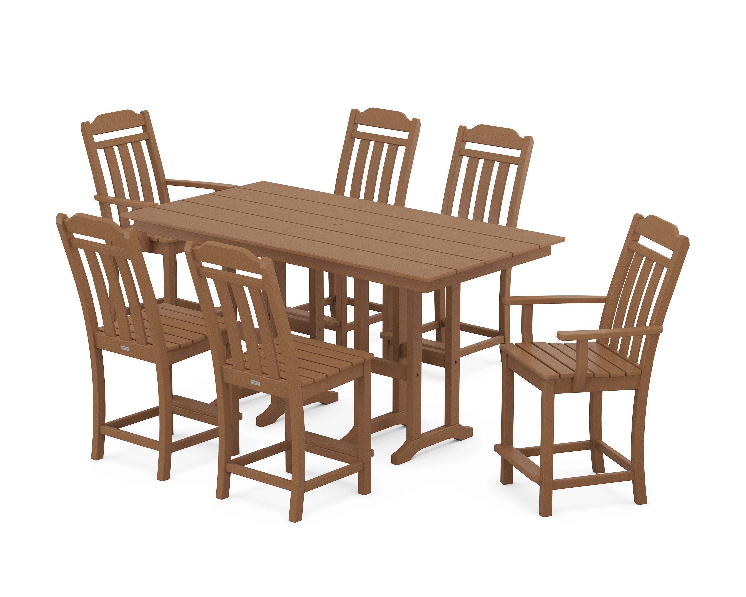 Country Living Cottage 7-Piece Farmhouse Counter Set in Teak