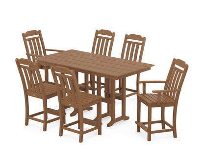 Country Living Cottage 7-Piece Farmhouse Counter Set in Teak