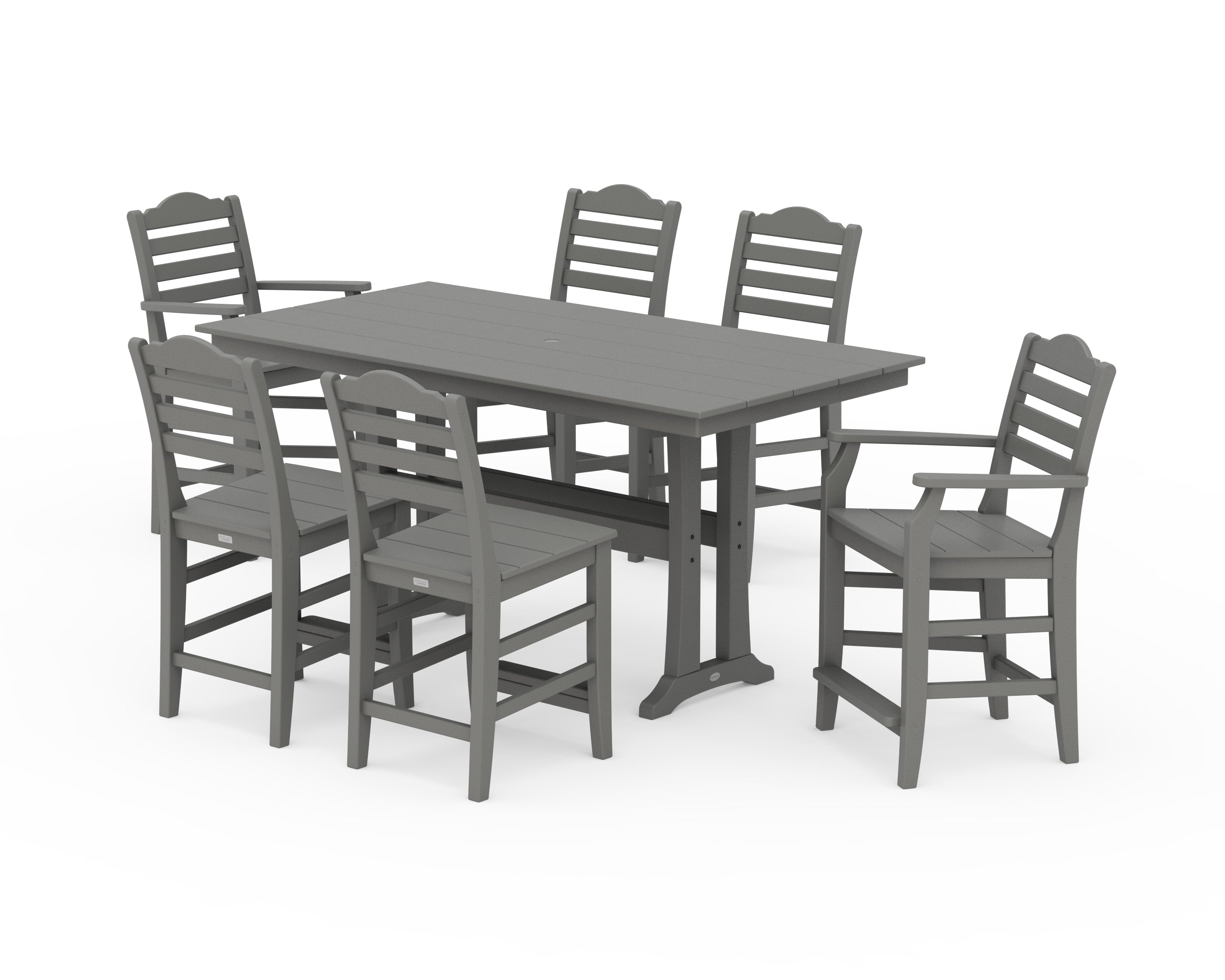 Draper James™ by  POLYWOOD® Savannah 7-Piece Farmhouse Counter Set with Trestle Legs in Slate Grey