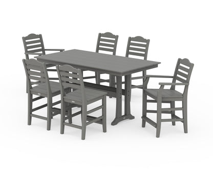 Draper James™ by  POLYWOOD® Savannah 7-Piece Farmhouse Counter Set with Trestle Legs in Slate Grey