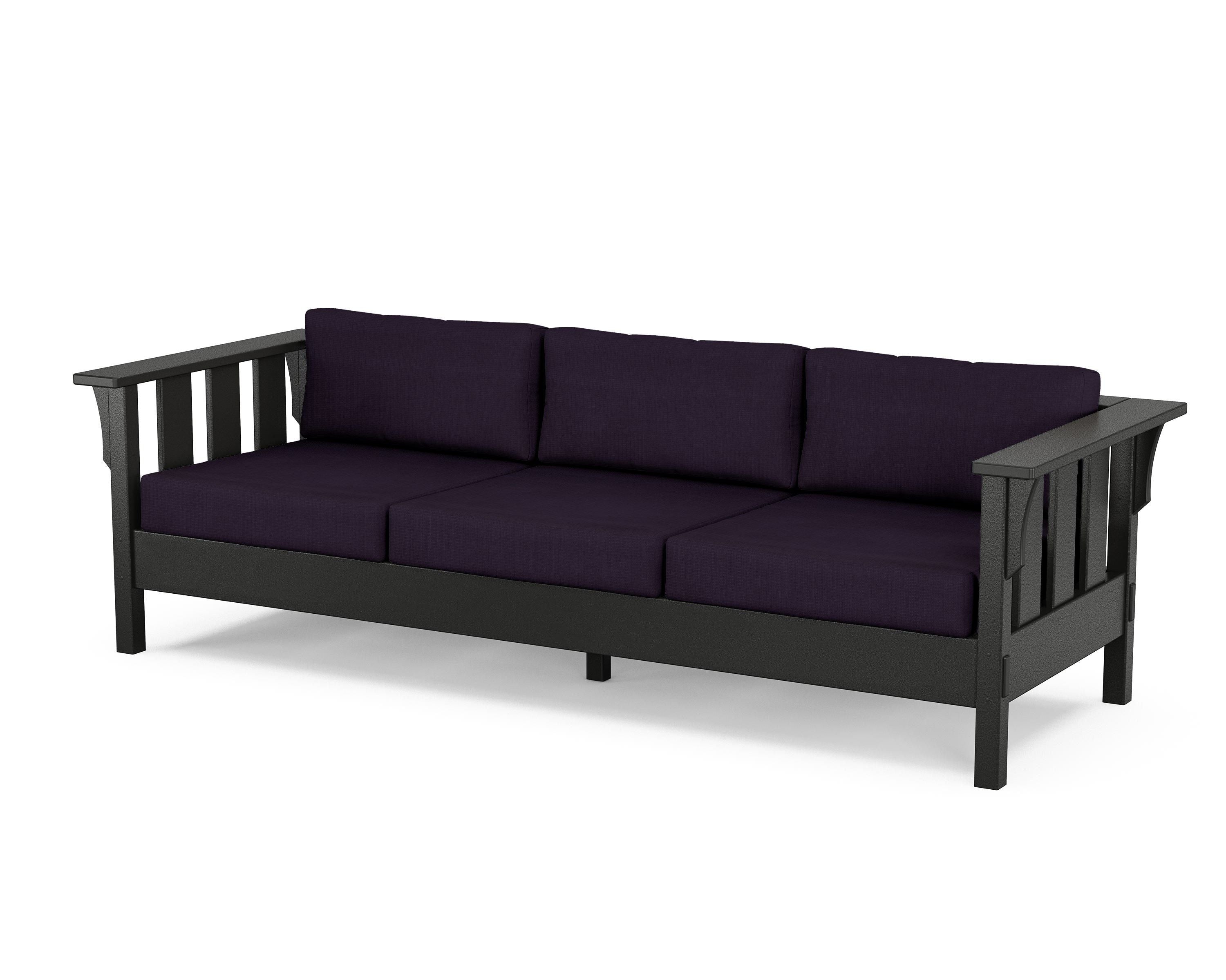 Martha Stewart by POLYWOOD® Acadia Deep Seating Sofa in Black / Navy Linen